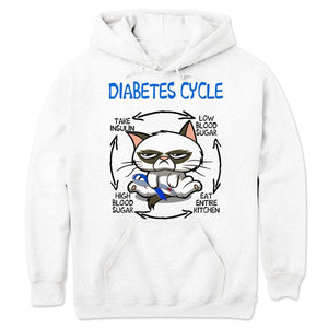 Camisetas de concienciación sobre la diabetes con el ciclo de la diabetes de los gatos