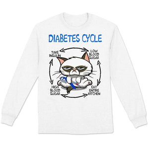 Camisetas de concienciación sobre la diabetes con el ciclo de la diabetes de los gatos