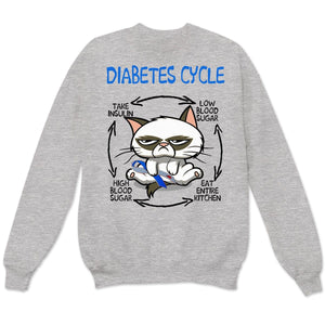 Camisetas de concienciación sobre la diabetes con el ciclo de la diabetes de los gatos