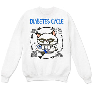 Camisetas de concienciación sobre la diabetes con el ciclo de la diabetes de los gatos