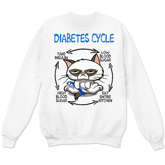 Sudadera y camisetas con el ciclo de la diabetes y el gato