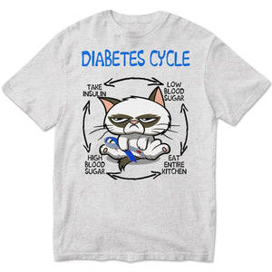 Sudadera y camisetas con el ciclo de la diabetes y el gato