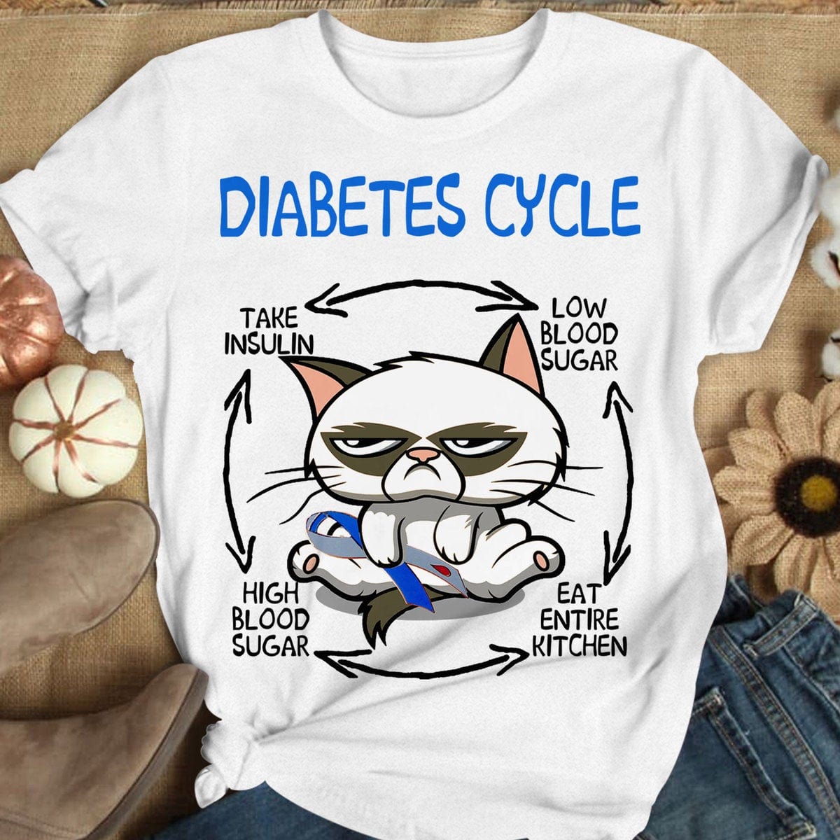 Diabetes Cycle With Cat Diabetes Awareness T Shirts