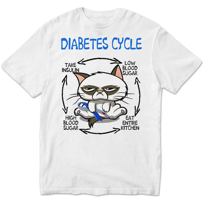 Camisetas de concienciación sobre la diabetes con el ciclo de la diabetes de los gatos