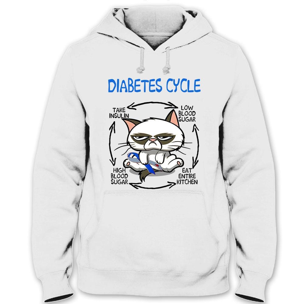 Camisetas de concienciación sobre la diabetes con el ciclo de la diabetes de los gatos