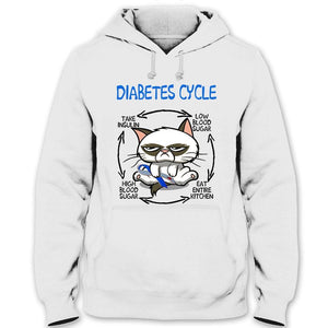 Camisetas de concienciación sobre la diabetes con el ciclo de la diabetes de los gatos