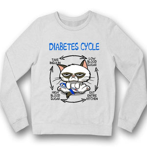 Camisetas de concienciación sobre la diabetes con el ciclo de la diabetes de los gatos