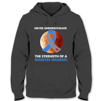 Never Underestimate Strength Of Warrior, Diabetes Awareness Support Shirt, Ribbon Moon