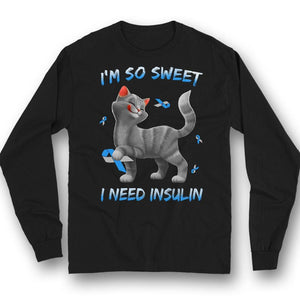 Soy tan dulce, camiseta divertida de concienciación sobre la diabetes con lazo de gato