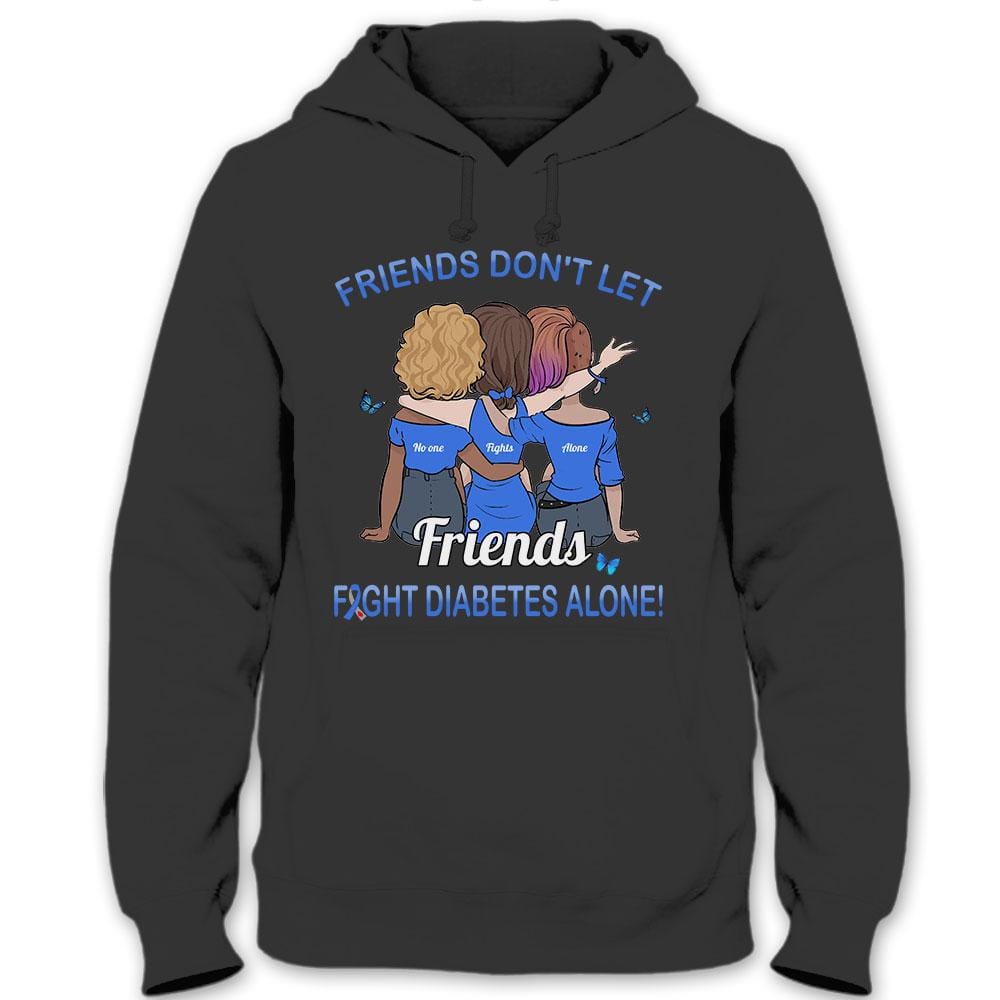 Camiseta de apoyo para la concienciación sobre la diabetes: no dejes que tus amigos luchen solos