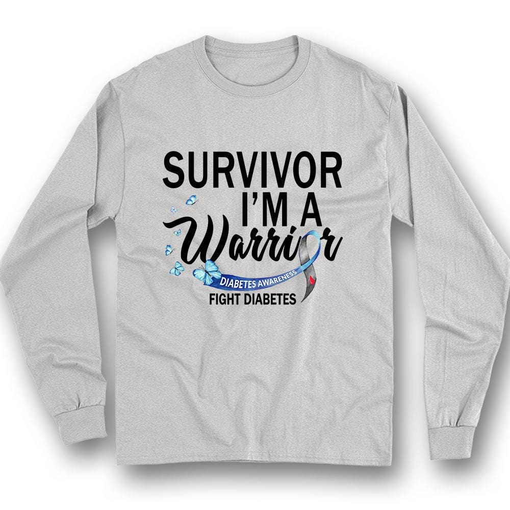 Diabetes Awareness Shirts I'm A Warrior Ribbon Butterfly