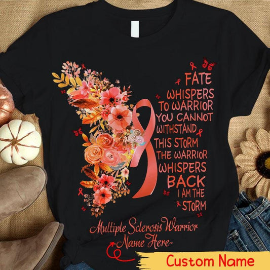 Camiseta personalizada de apoyo a la concienciación sobre la esclerosis múltiple, soy la tormenta, flor de mariposa