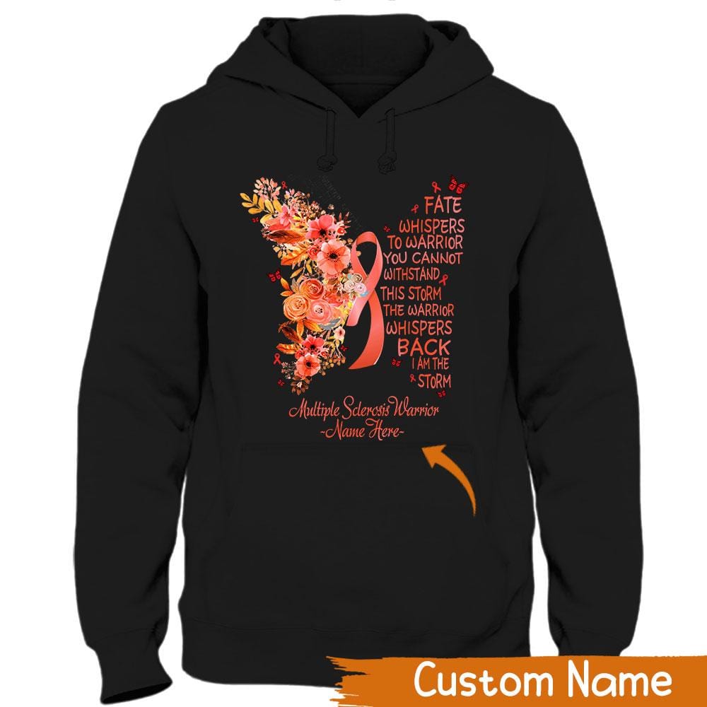Camiseta personalizada de apoyo a la concienciación sobre la esclerosis múltiple, soy la tormenta, flor de mariposa
