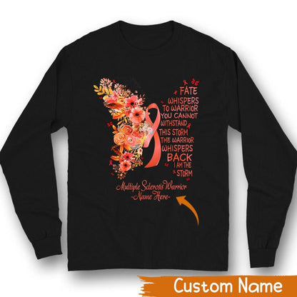 Camiseta personalizada de apoyo a la concienciación sobre la esclerosis múltiple, soy la tormenta, flor de mariposa