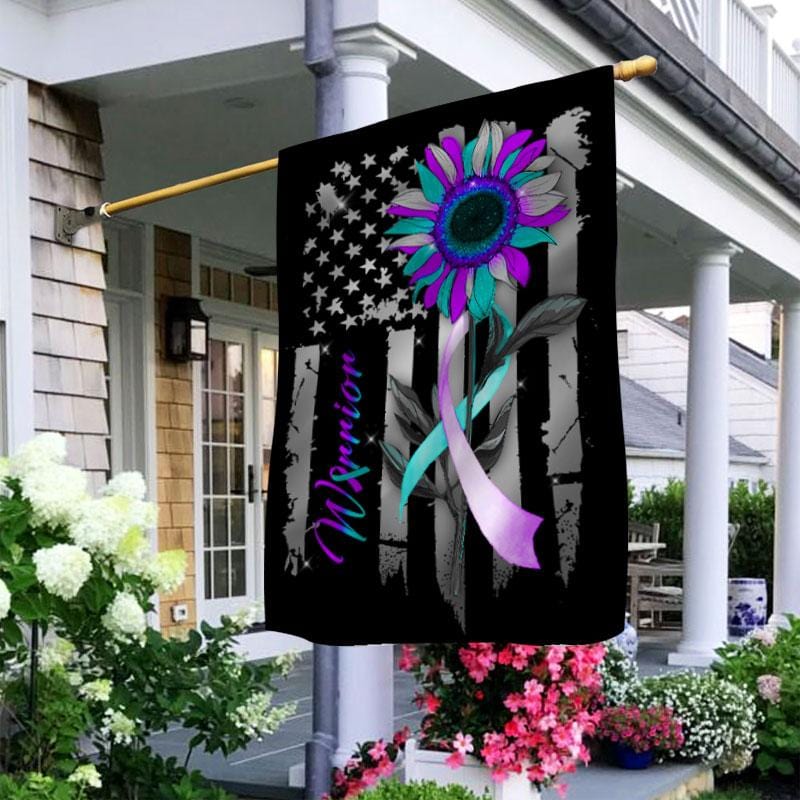 Warrior Ribbon Sunflower, Suicide Prevention Flag House & Garden