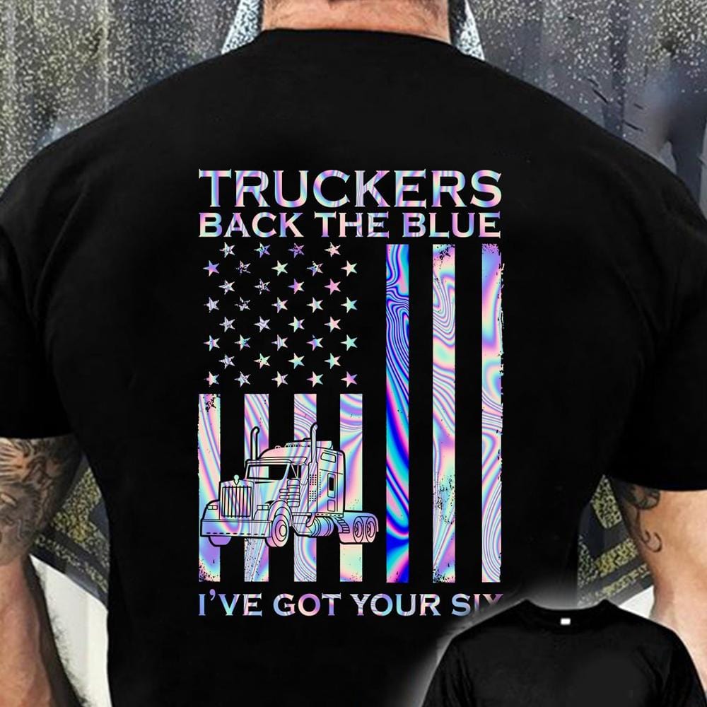 Trucker American Flag Shirt, Back The Blue Men Women