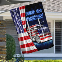 Keep On Trucking Trucker American Flag, House & Garden Flag