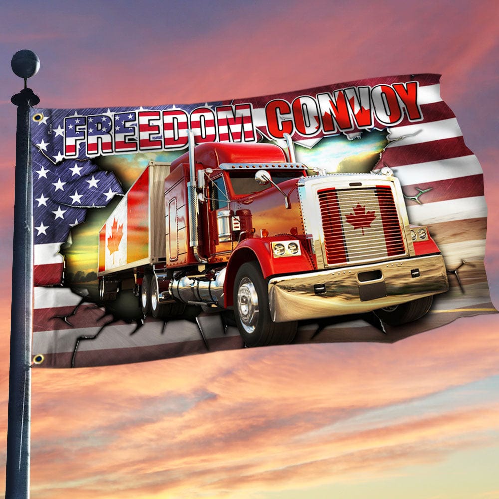 Freedom Convoy For American Canadian Trucker American Flag, House & Garden