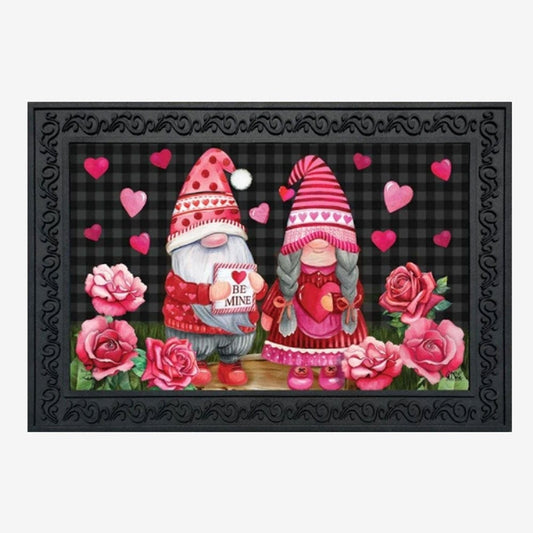 Felpudo de San Valentín con pareja de gnomos