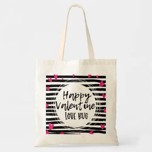 Bolsa de mano con diseño de insectos del amor de Happy Valentine
