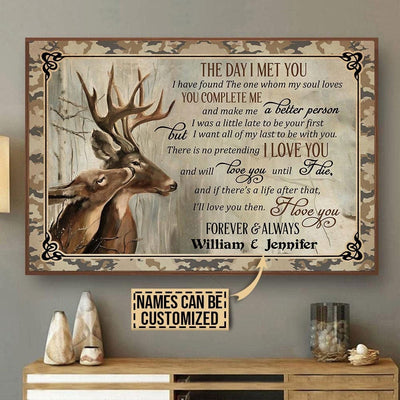 The Day I Met You Personalized Valentine Poster, Canvas With Deer