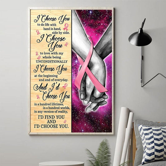 Te elijo para vivir la vida de la mano, lado a lado Póster de San Valentín, lienzo