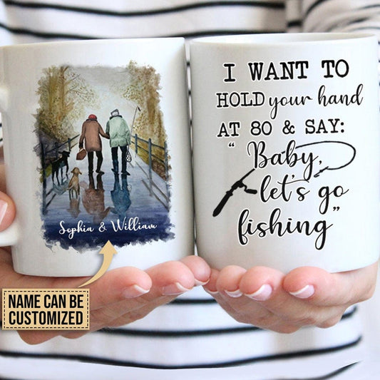 Quiero tomarte la mano a los 80 años Taza personalizada de San Valentín