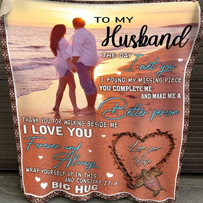 To My Husband I Love You Forever & Always Valentine Blanket Fleece & Sherpa