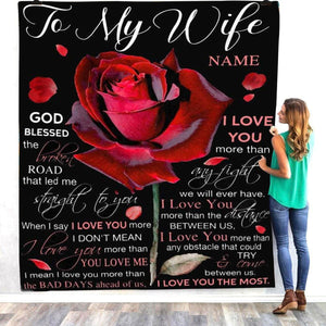 To My Wife Personalized Rose Valentine Blanket Fleece & Sherpa