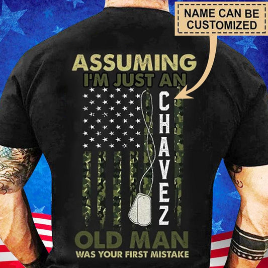 Suponiendo que soy solo un anciano fue tu primer error, camisetas de veteranos personalizadas