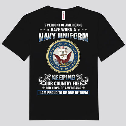 El 2% de los estadounidenses ha vestido un uniforme de la Marina Manteniendo al país libre para las camisetas 100% de veteranos