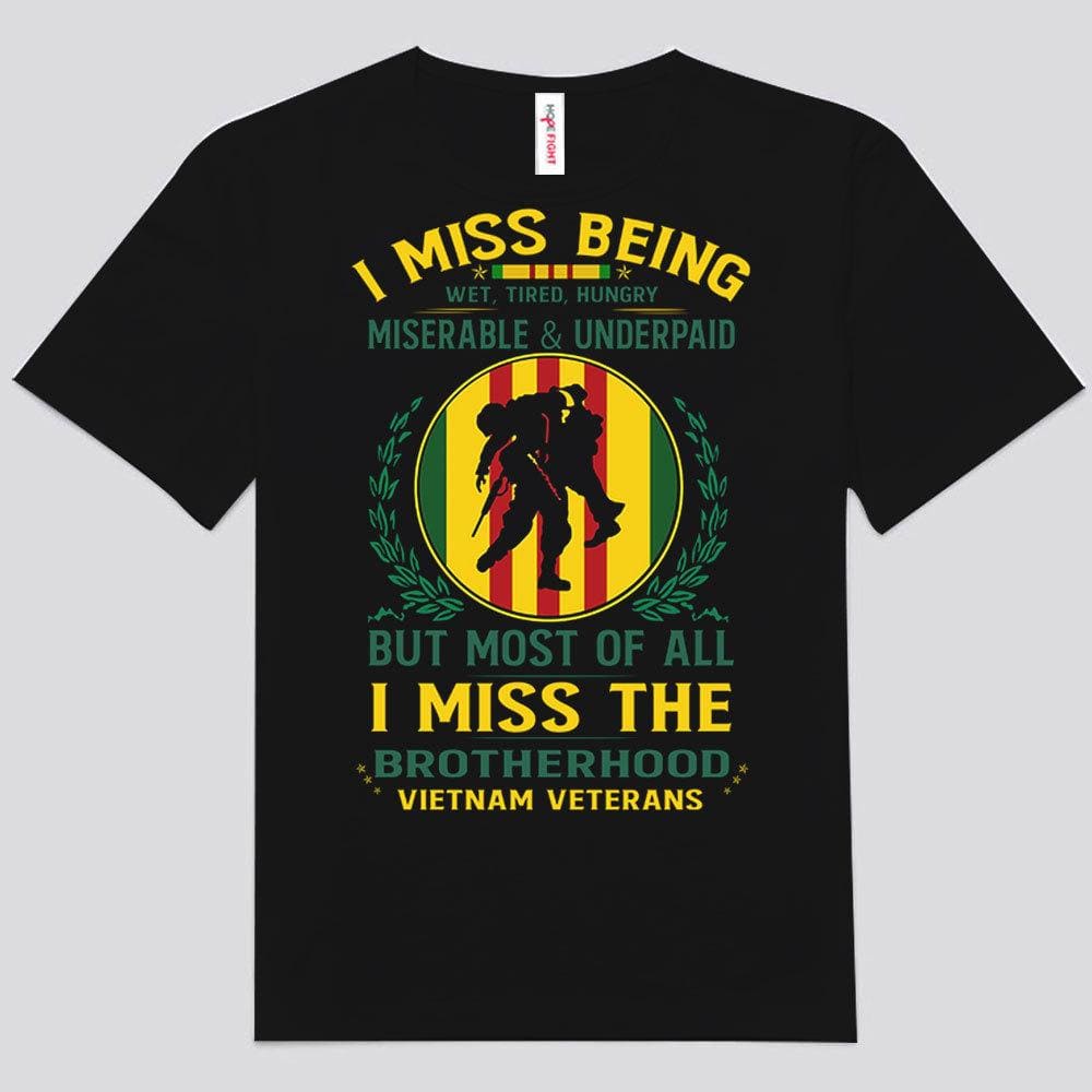 Camisetas de veteranos de Vietnam con el lema "Extraño a la Hermandad"