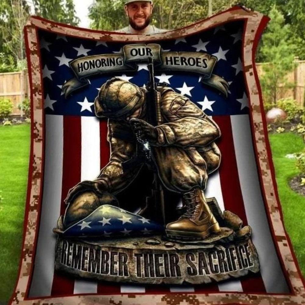 Honoring Our Heroes Remember Their Sacrifice Veteran Blanket Fleece & Sherpa