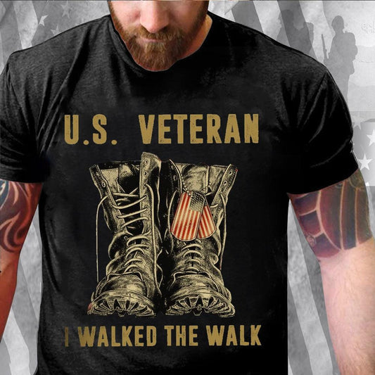 Camisetas de veteranos estadounidenses que "he caminado por el camino"
