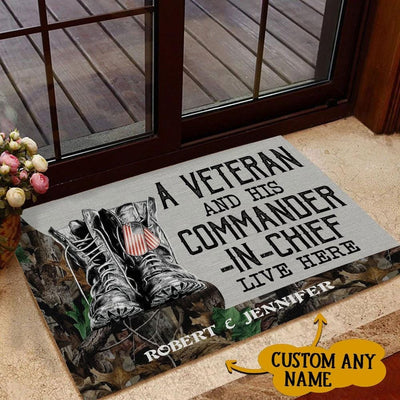 A Veteran & His Commander In Chief Live Here, Personalized Doormat
