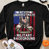 Never Underestimate A Woman With A Military Background Veteran Hoodie, Shirts