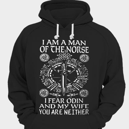 Soy un hombre nórdico, temo a Odín y a mi esposa. Camisetas vikingas