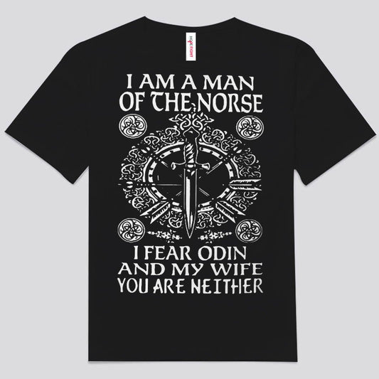 Soy un hombre nórdico, temo a Odín y a mi esposa. Camisetas vikingas