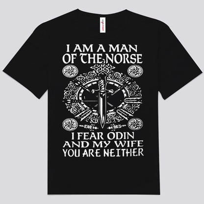 Soy un hombre nórdico, temo a Odín y a mi esposa. Camisetas vikingas