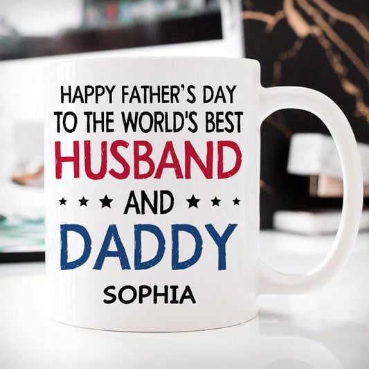 Taza personalizada para el día del padre con el mejor marido y papá