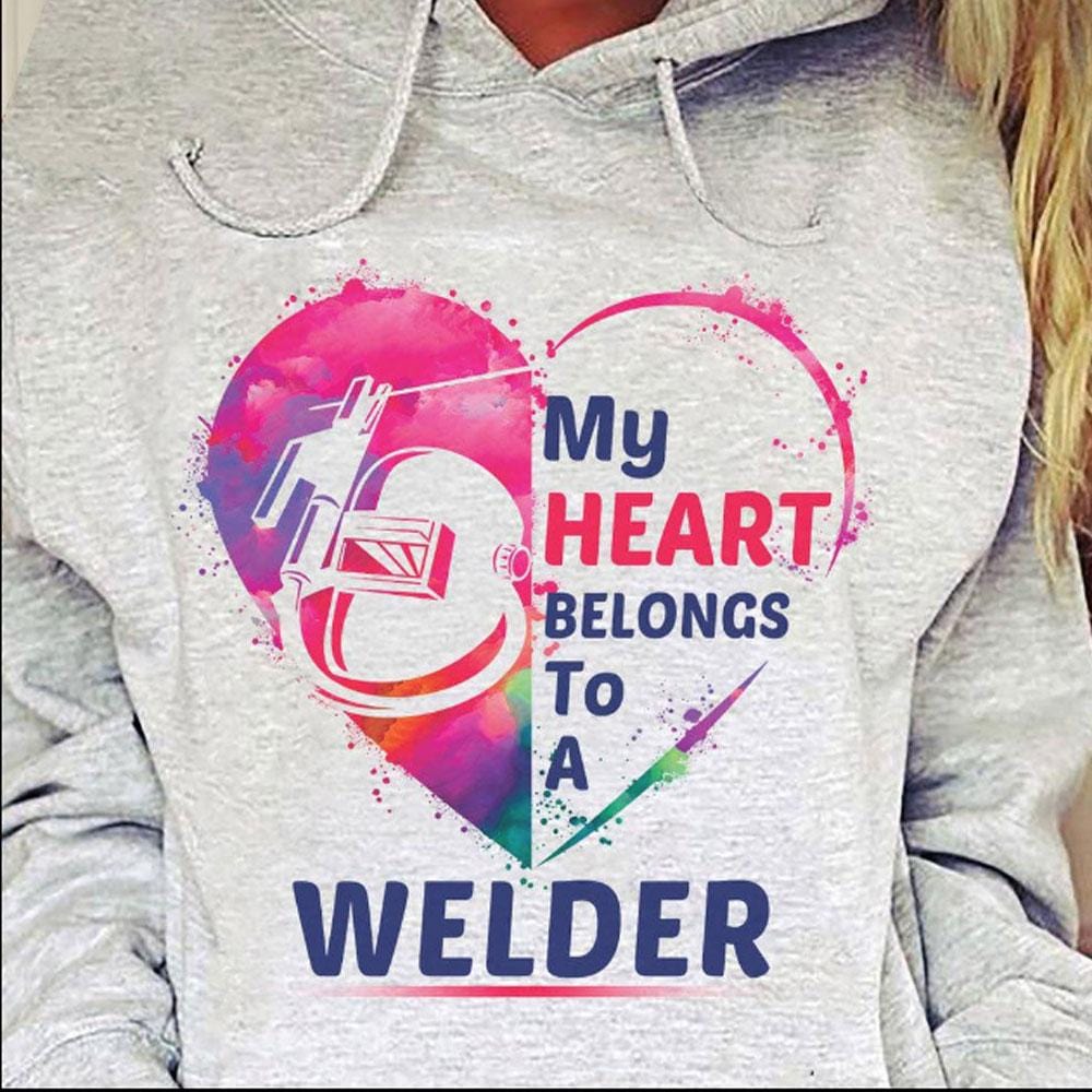 My Heart Belongs To A Welder Wife Hoodie, Shirt