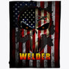 Welder With Skull American Flag Welder Blanket, Fleece & Sherpa