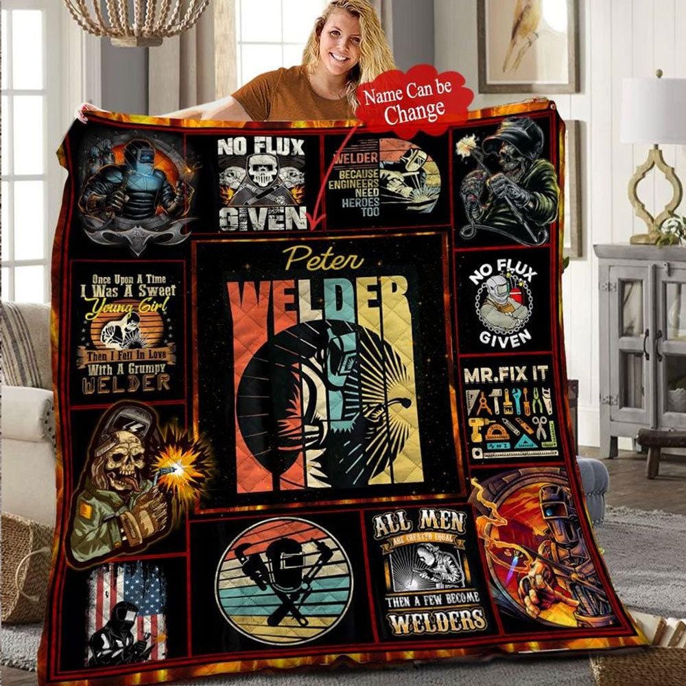 Personalized Welder Blanket, No Flux Given, Fleece & Sherpa