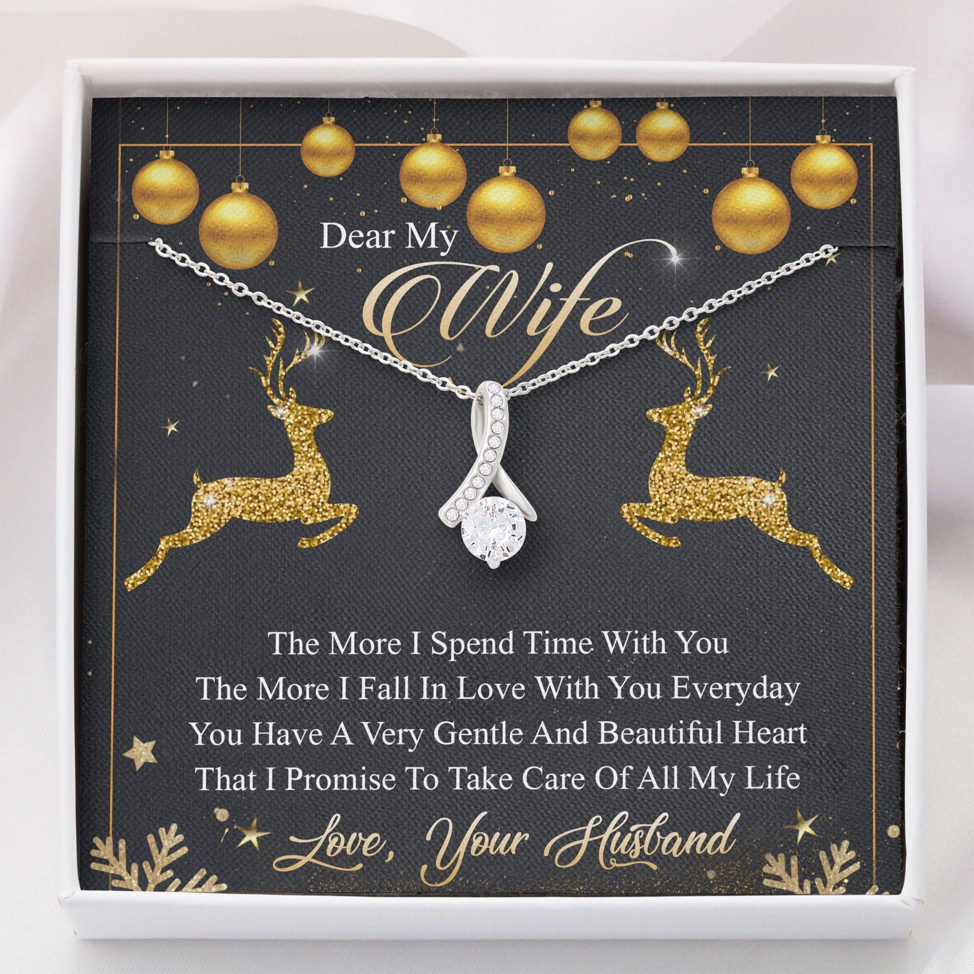 Dear My Wife Christmas Necklace - You Have A Very Gentle And Beautiful Heart That I Promise To Take Care Of All My Life