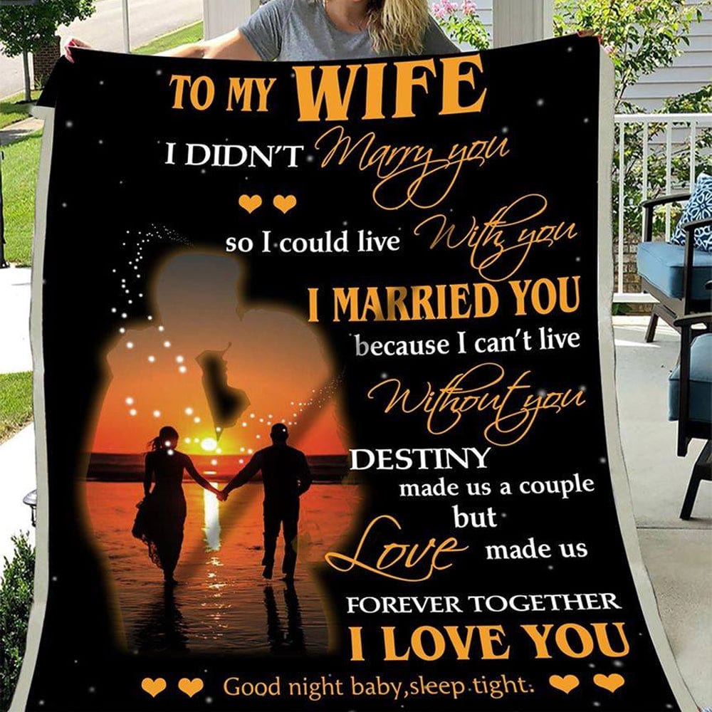To My Wife Love From Husband In The Sunset Blanket Fleece & Sherpa