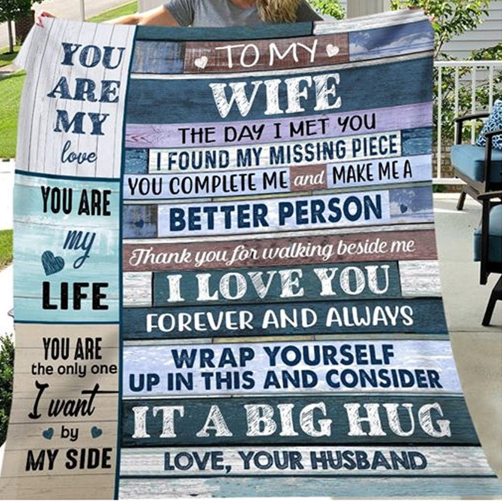 To My Wife Love From Husband Blanket Fleece & Sherpa