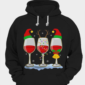 Camisetas navideñas con copas de vino