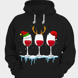 Camisetas navideñas con copas de vino