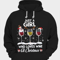 Just A Girl Who Loves Wine At Christmas Shirts