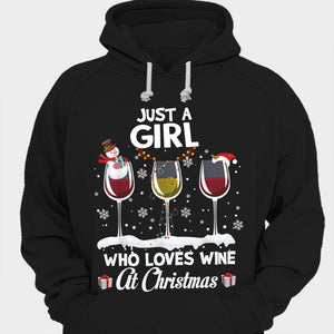 Just A Girl Who Loves Wine At Christmas Shirts